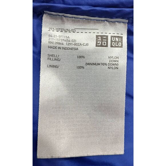 Uniqlo womens small cobalt blue puffer down jacket with hoodie coat - Picture 6 of 9